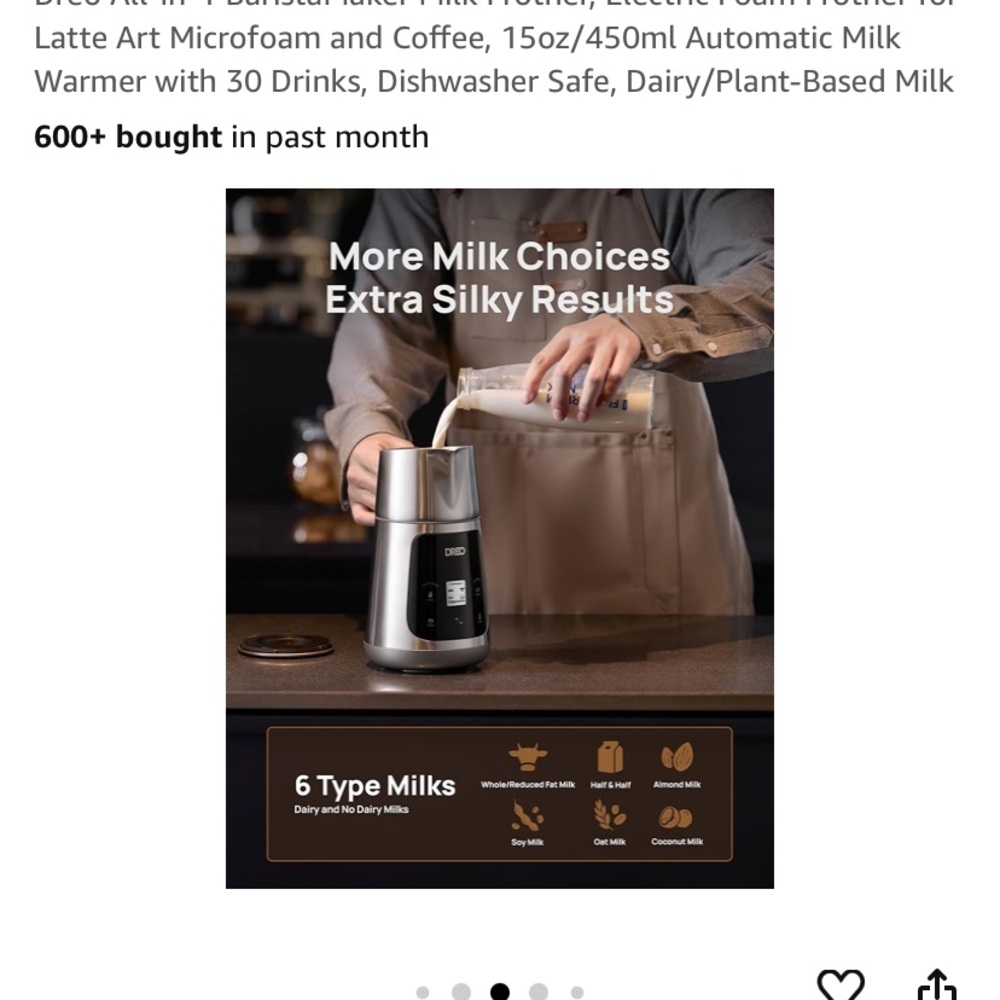 Silver Electric Milk Frother - Picture 6 of 8